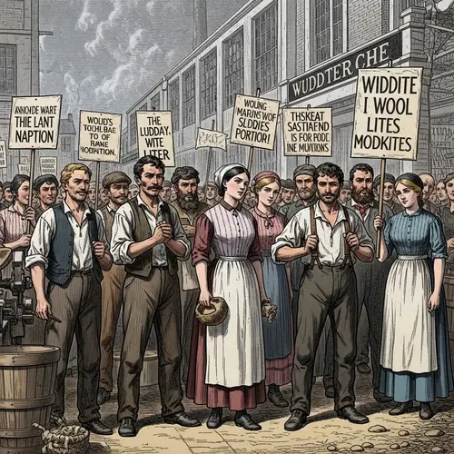 19th Century Luddites Protesting Wool Factory Machinery