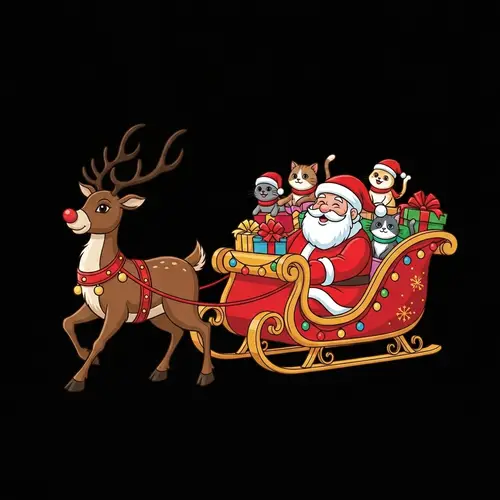 Holiday Reindeer Sleigh Celebration Vector Graphic