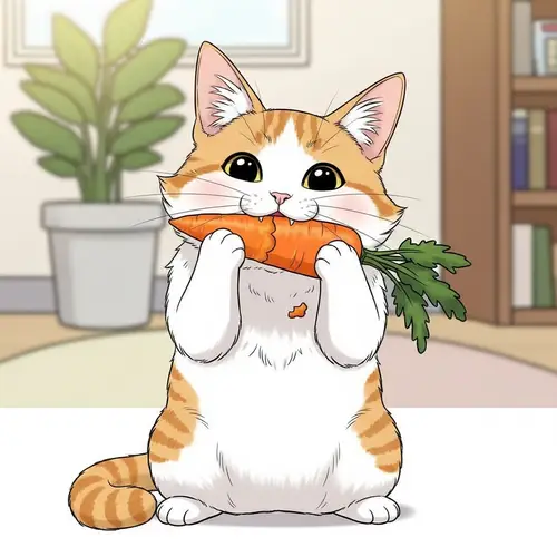 Cat Loving Carrots: A Cute Korean Manhwa Style Illustration