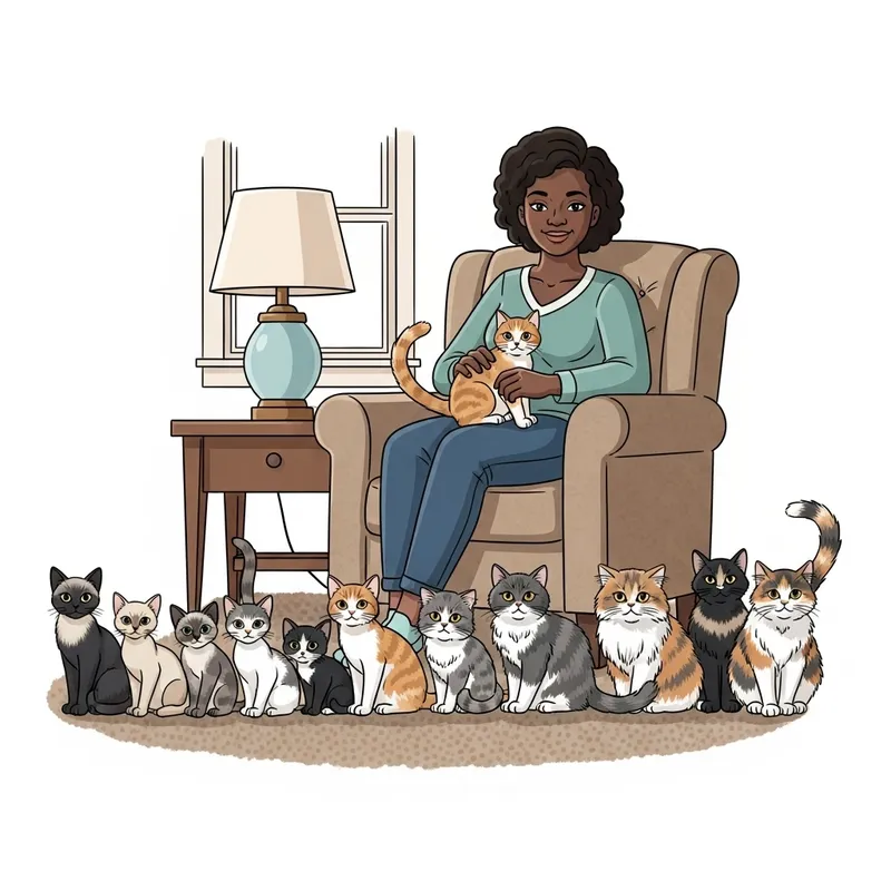 Tranquil Cat Cuddling Scene | Diverse Lineup of Cats | Domestic Tranquility