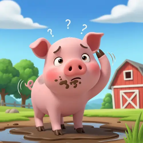 Adorable Confused Pig - Humble Farm Setting