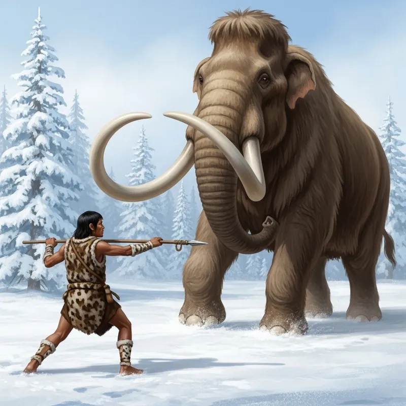 Man vs Mammoth: Epic Battle in Ice Age