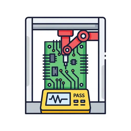 Circuit Board Testing Machine Icon with Green, Red, Yellow Colors