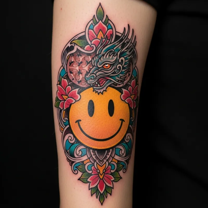 Intricate Cover Up Tattoo with Vibrant Artistry