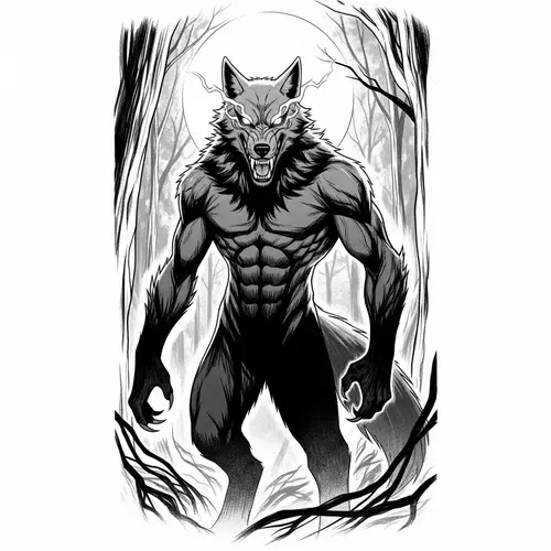 Powerful Manga-Style Werewolf Illustration