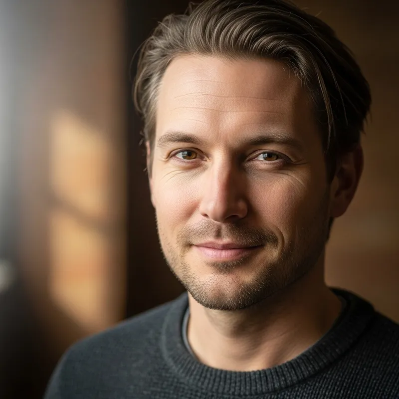Middle-Aged Caucasian Man Portrait with Dark Blonde Hair
