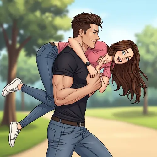 Strong Man Carrying Surprised Woman Illustration