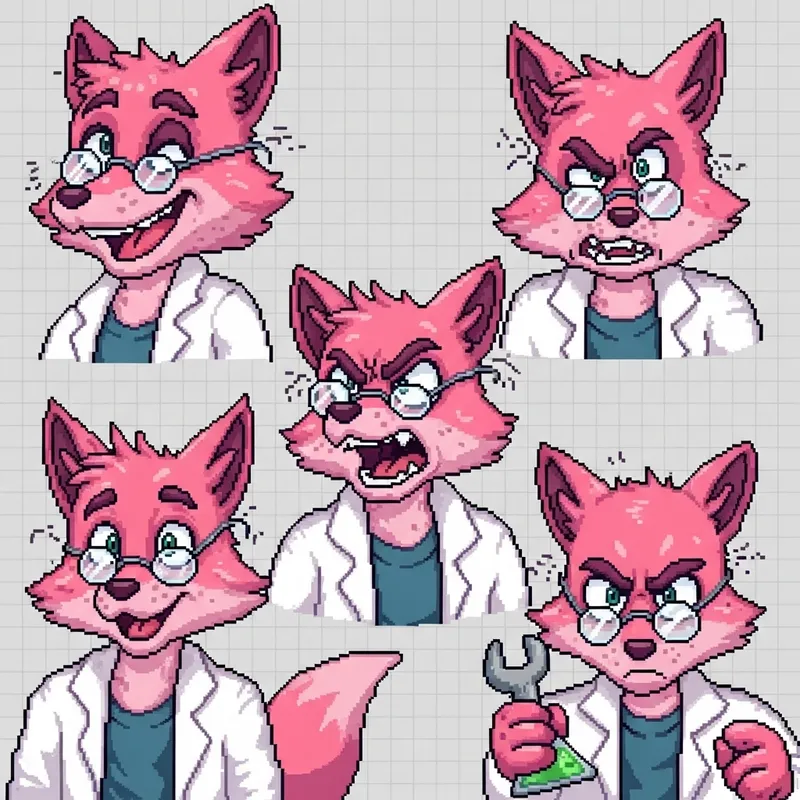 Pixel Art Android 21 Fox Scientist Character Sheet Pixel Art Android 21 Fox Scientist Character Sheet