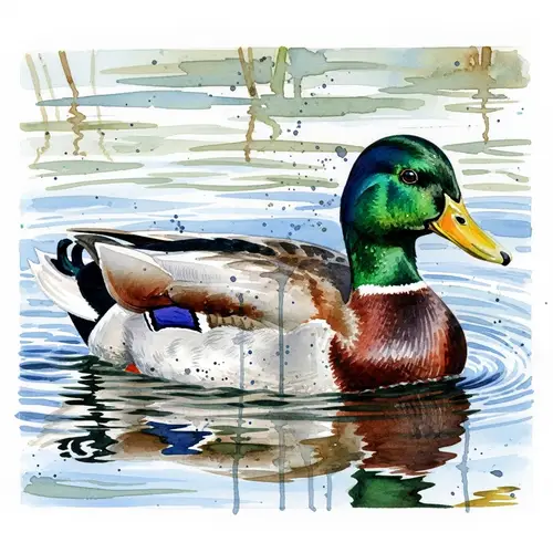 Watercolor Mallard Duck Art | Beautiful Canard Colvert Painting