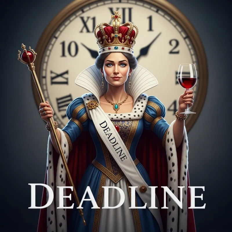 Regal Deadline Queen with Wine | Royal Deadline Humor Regal Deadline Queen with Wine | Royal Deadline Humor