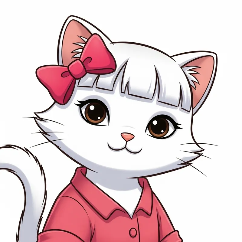 Cute Hello Kitty with Short Bangs - Friendly Cartoon Cat
