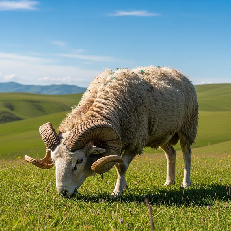Majestic Ram in Vibrant Field | Wildlife Photography