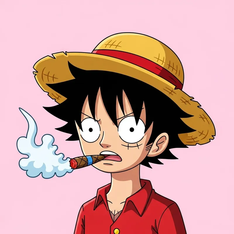 Funny Cartoon Character with Straw Hat and Cigar