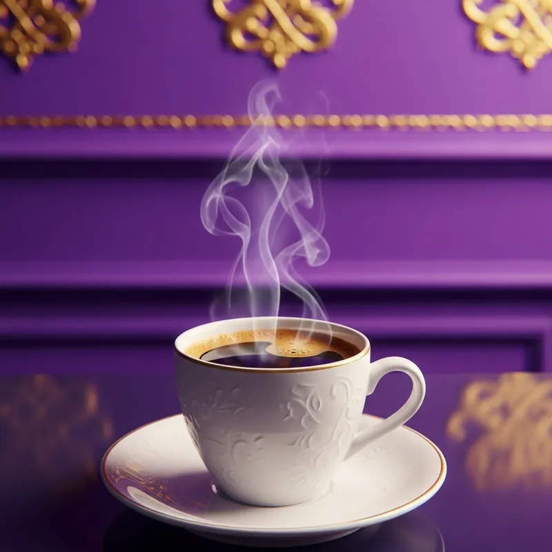 Rich Espresso in Purple and Gold Setting