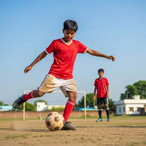 Talented South Asian Boy Playing Football: A Story of Resilience