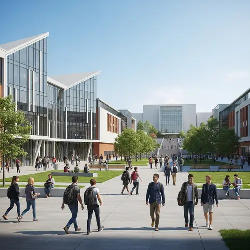 Modern University Campus: Academic Elegance and Diversity