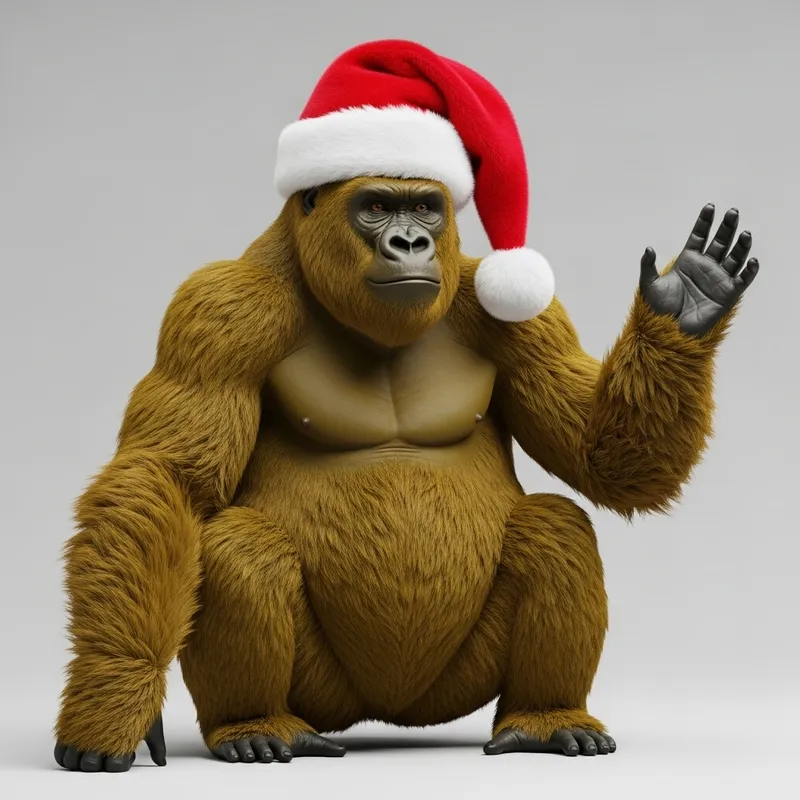 Yellow Gorilla Santa Hat | Festive Fun & Joy