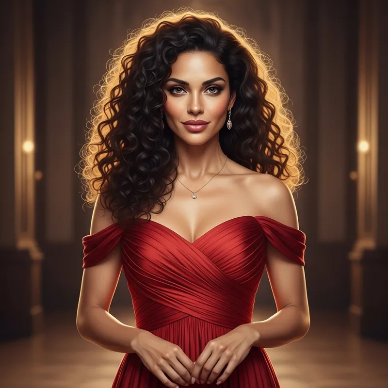 Salma Hayek: Confident Female Figure in Red Gown