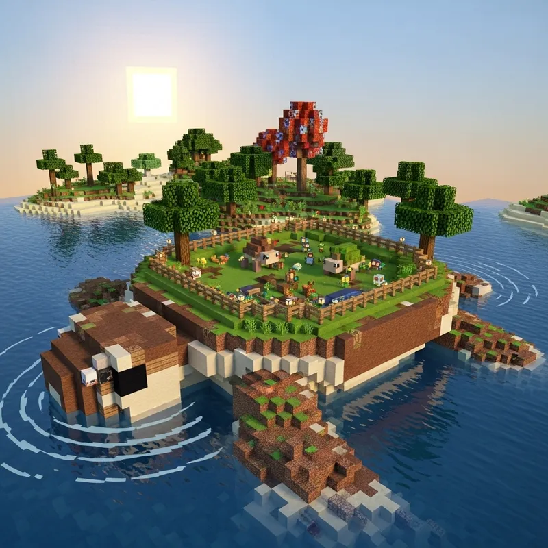 Minecraft Turtle Island with Turtle Sanctuary Build