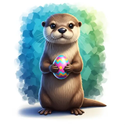 Adorable Cartoon Otter Painting in Vibrant Colors