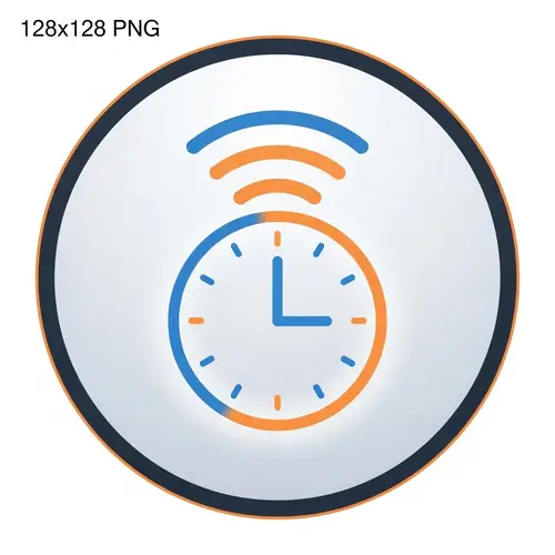 Round Alarm Clock Icon PNG - 128x128 Pixels