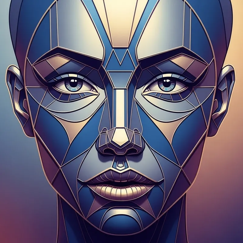 Geometric Female Face Art | Abstract Human-Like