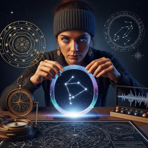 Cosmic Explorer: Woman Crafting Star Constellation Portal