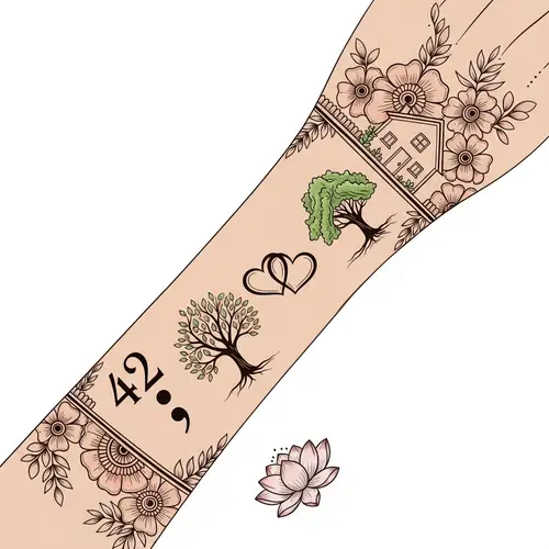 Minimalistic Wrist Bracelet Tattoo Design - Symbolic Floral Patterns