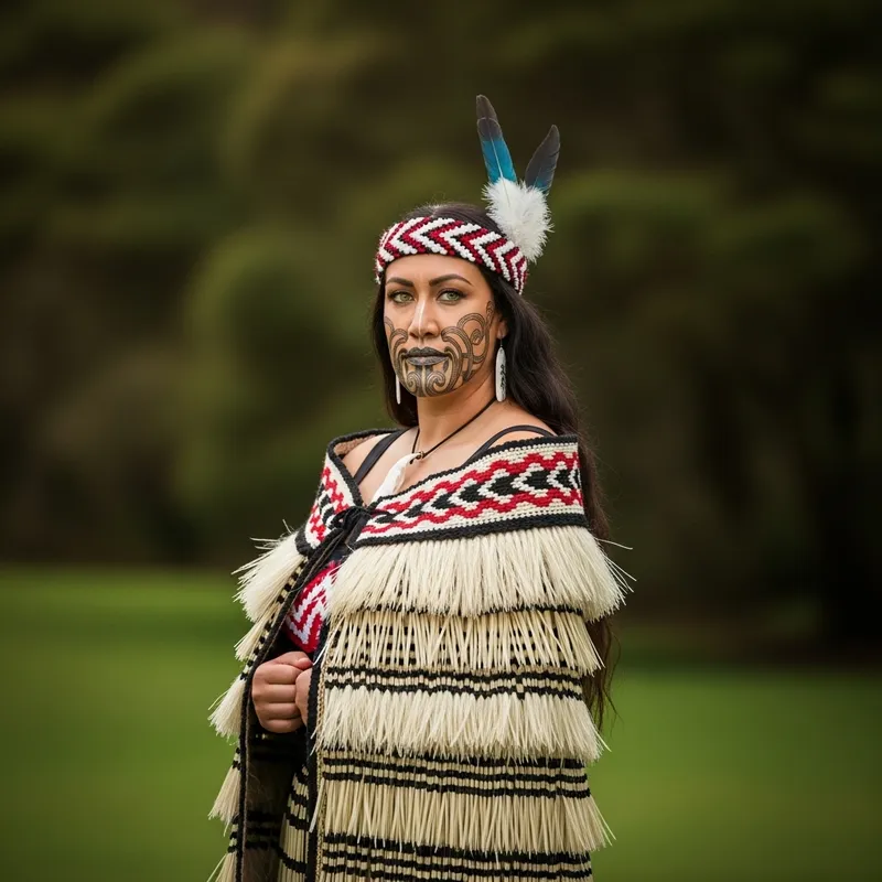 Fine Art Maori Woman Portrait | Traditional Attire & Huia Feather