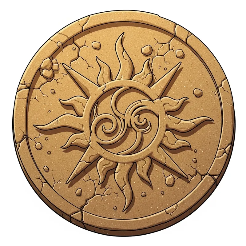 Sand Coin with Sun Emblem | Shurima-inspired Design | HD Quality