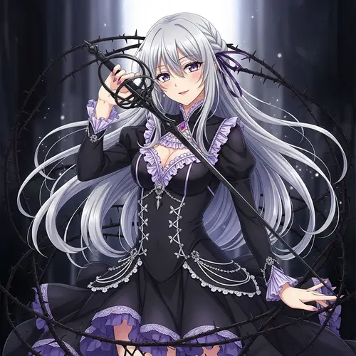 Anime Witch Girl | Enchantress with Long Silver Hair