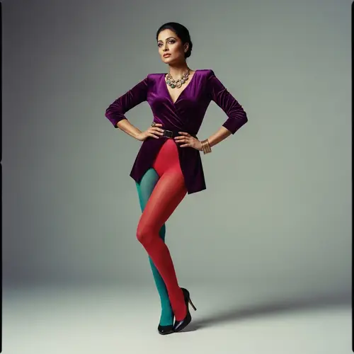 Elegant South Asian Woman in High Fashion Tights