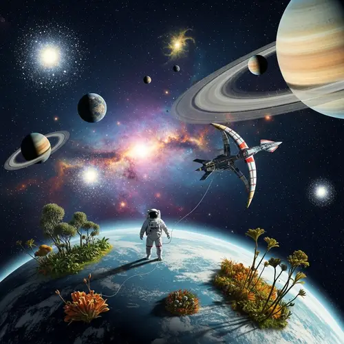 Surrealist Space Exploration: Abstract Art & Cosmic Wonders