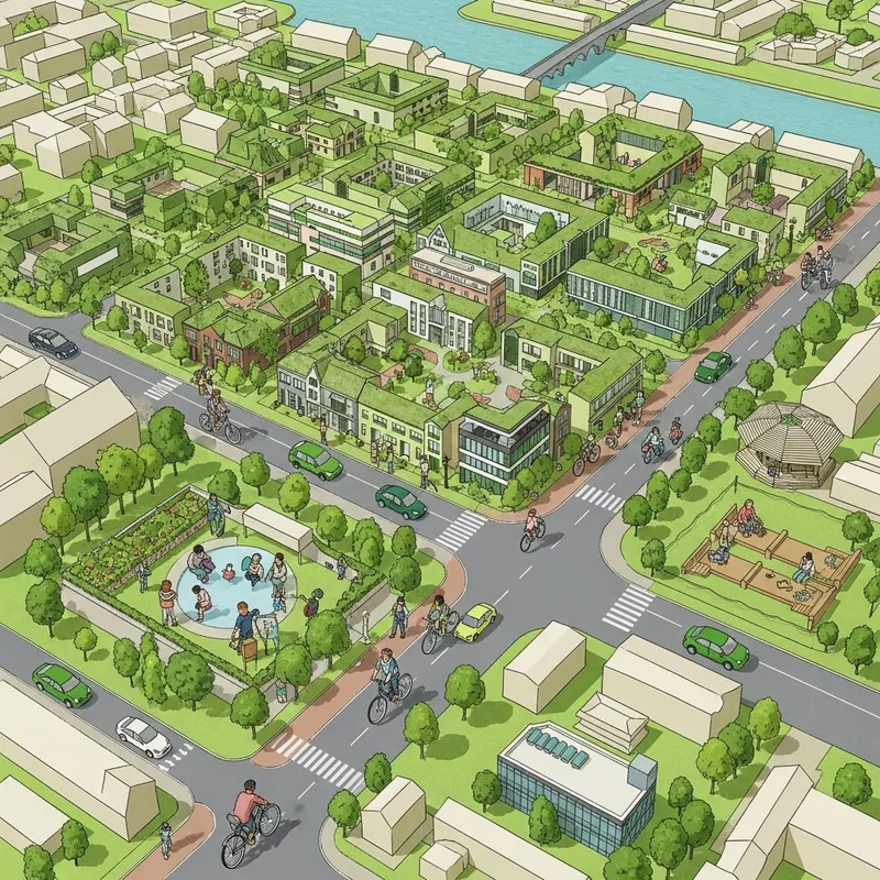 Detailed Eco-Friendly Urban Plan | Lush Parks & Active Community