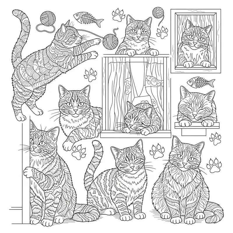 Cat Coloring for Adults: Relax with Intricate Designs