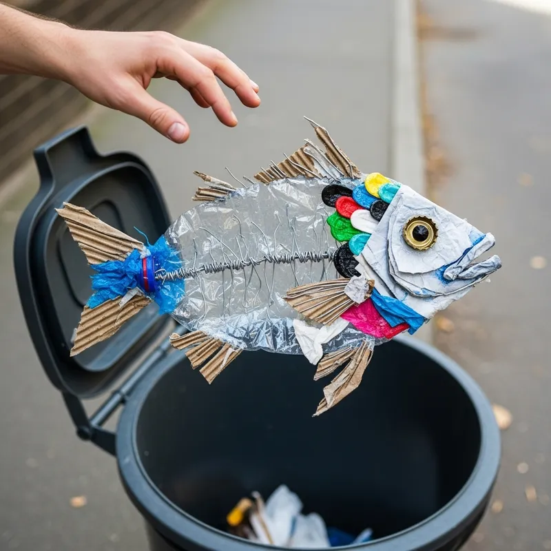 Trash Fish Sculpture: Creative Recycling Art Trash Fish Sculpture: Creative Recycling Art