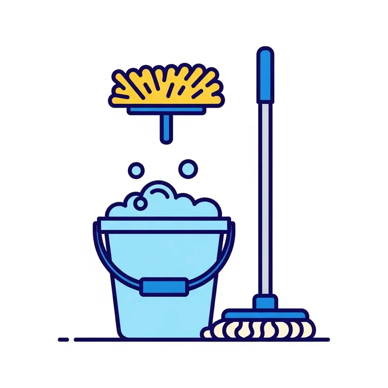Cleaning Icon | Bucket, Mop & Duster Symbol