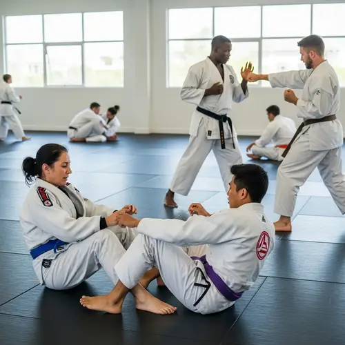Dynamic Martial Arts Training Session with Brazilian Jiu Jitsu and Karate