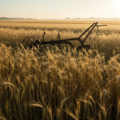 Golden Wheat Field at Sunrise: Serene Agricultural Scene