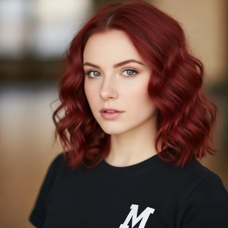 Portrait of a Young Woman with Red Curly Hair and Unique Eyes Portrait of a Young Woman with Red Curly Hair and Unique Eyes