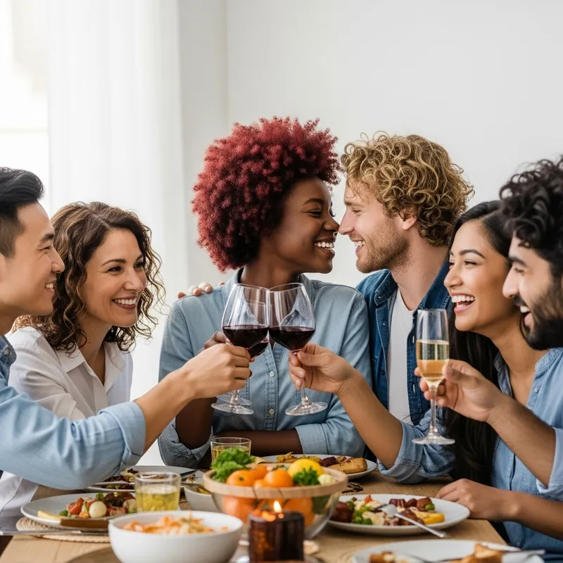 Cheerful Couples Dining Together in Harmony Cheerful Couples Dining Together in Harmony