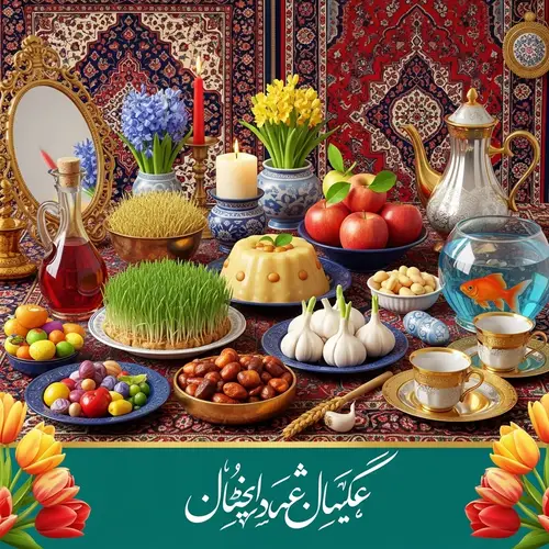 Persian New Year Card with Traditional Elements | Nowruz Greeting