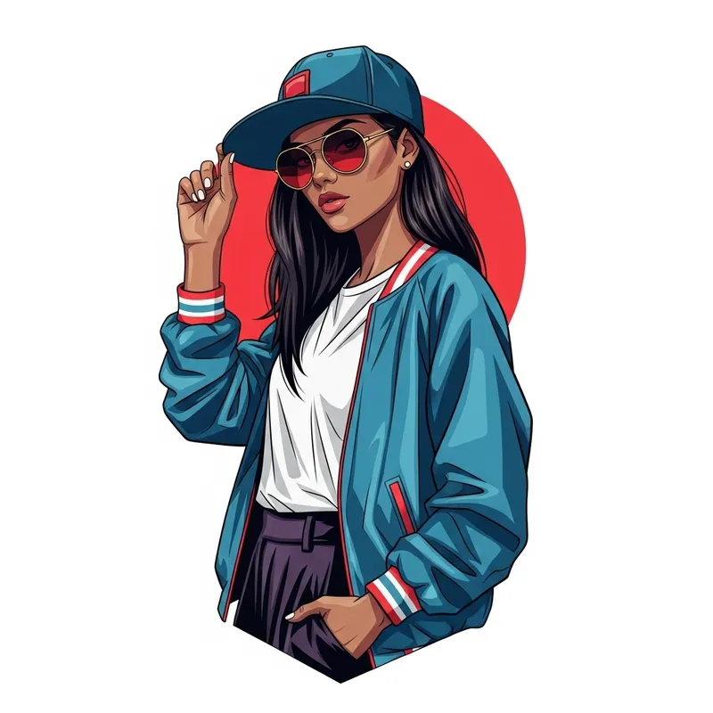 Stylish Snapback Hat Girl in Vibrant Pop Art Style Stylish Snapback Hat Girl in Vibrant Pop Art Style