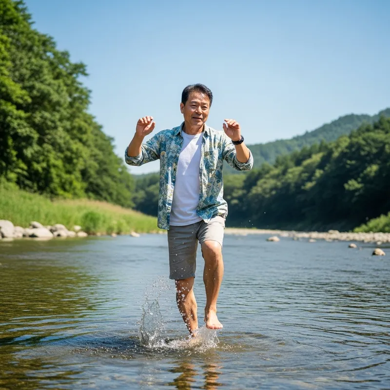 Man Dancing in River