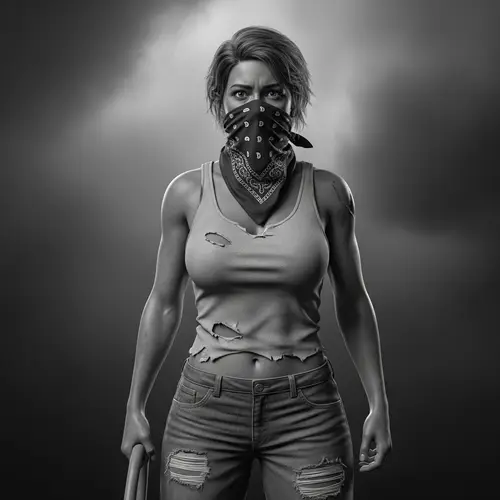 Latina Woman in Mid-Thirties: Scared Expression in Farmhand Setting