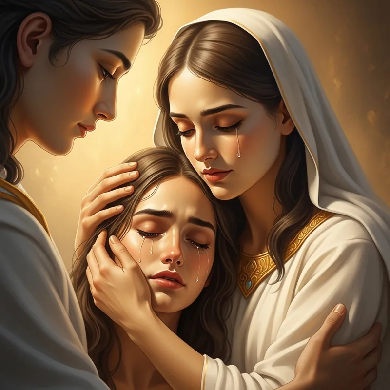 Jesus Comforting a Crying Model - Divine Connection Art Jesus Comforting a Crying Model - Divine Connection Art