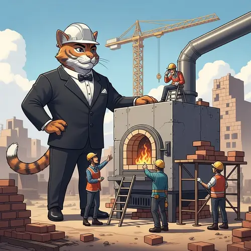 Diverse Construction Site with Feline Manager | Furnace Construction