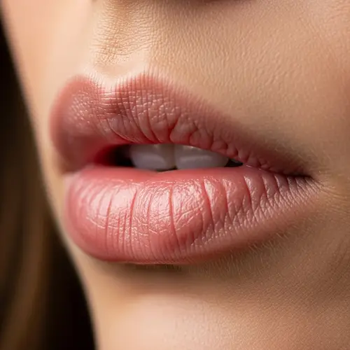 Woman's Lips Profile: Natural Curve and Soft Texture