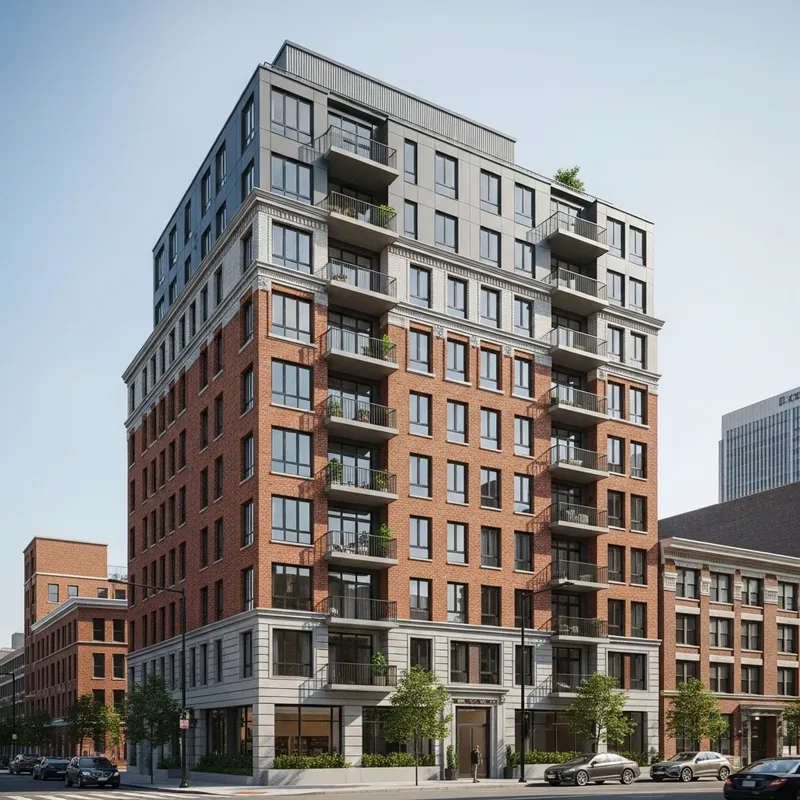 Modern Classic Apartment Building | Urban Skyline View