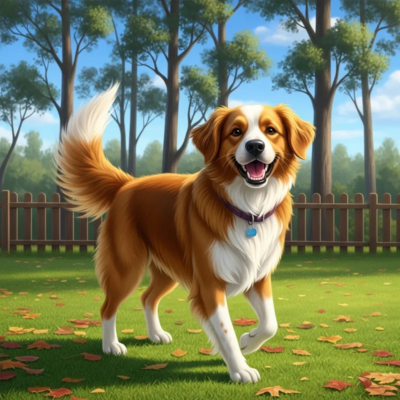 Happy Dog Playing on Grass